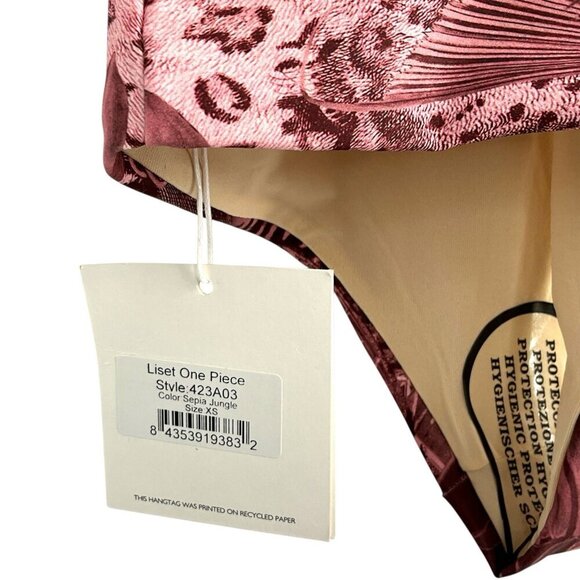 NWT Carolina K Liset One Piece Swimsuit Sepia Jungle Deep V Neck Back Size XS - Picture 7 of 10